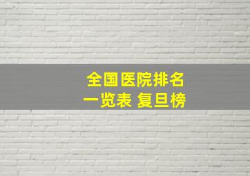 全国医院排名一览表 复旦榜